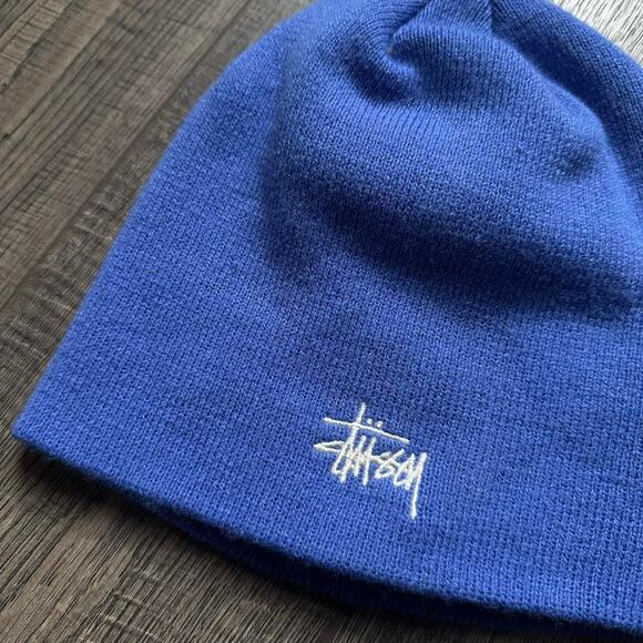 Perfect Blue Purple Stussy Basic Logo Beanie Skullcap Hat - Picture 3 of 7